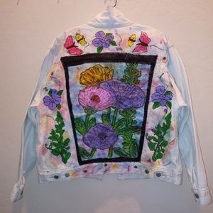 ❤Custom hand painted Jean Graffiti Denim Jacket